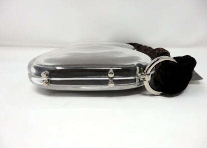 Yves Saint Laurent YSL Rive Gauche Vintage Plexiglass Clutch Bag Brown w/Tag