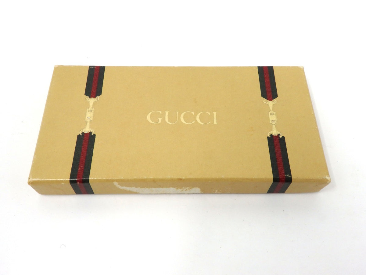 GUCCI Vintage Interlocking GG Logo Gold Keychain Key Holder Ring Charm Box Italy