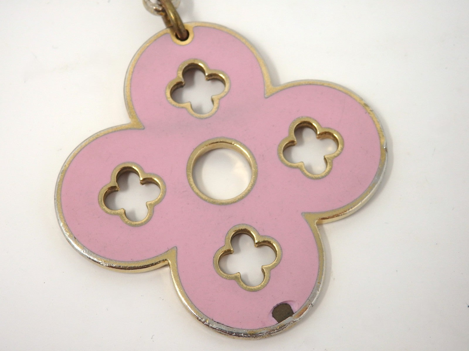 LOUIS VUITTON Porte Cles Looping Flower Bag Charm Key Ring Chain Pink Green Box