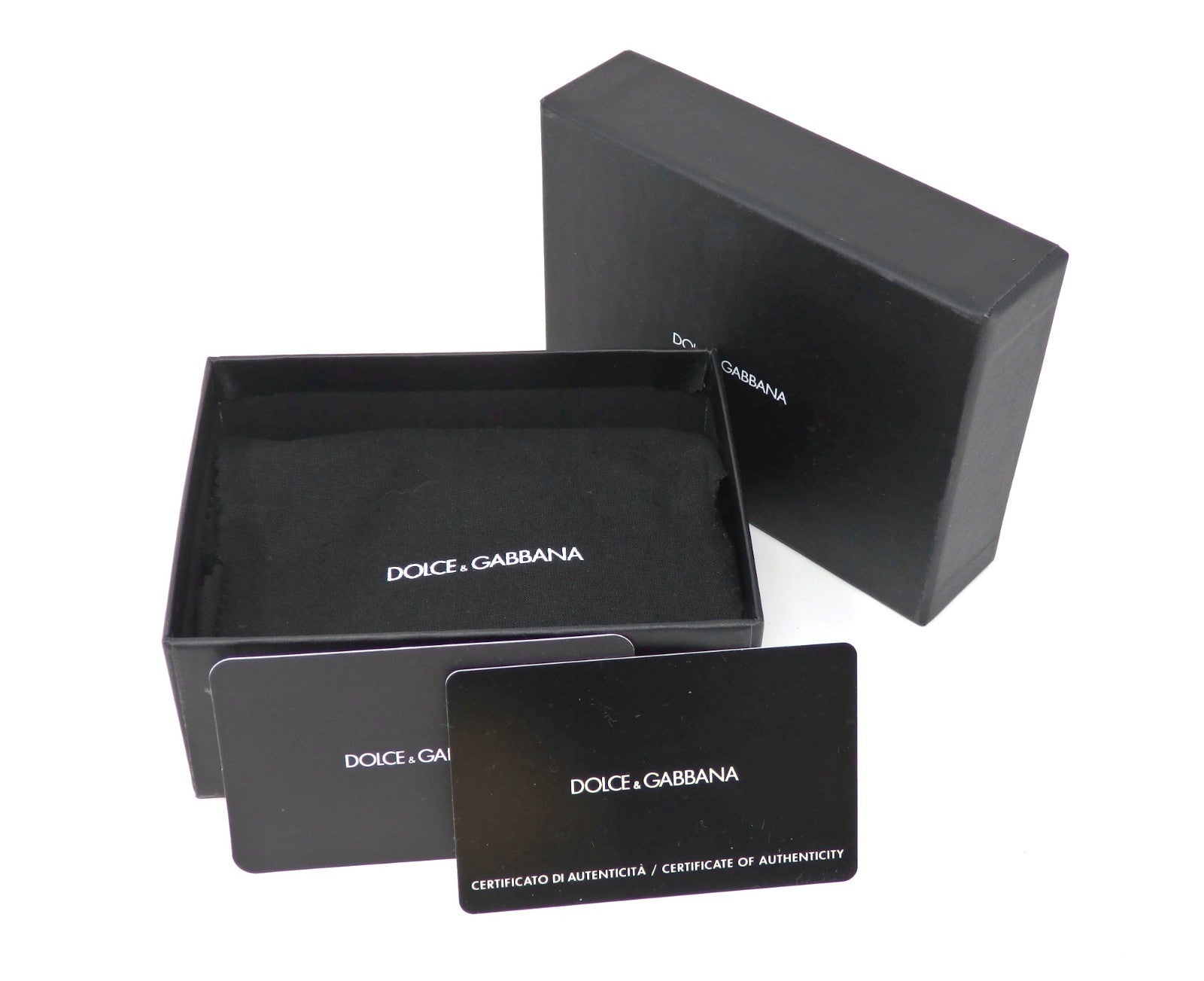 Dolce & Gabbana DG Logo Black Leather Cigarette Case Gold Tone Box Card Rare JPN