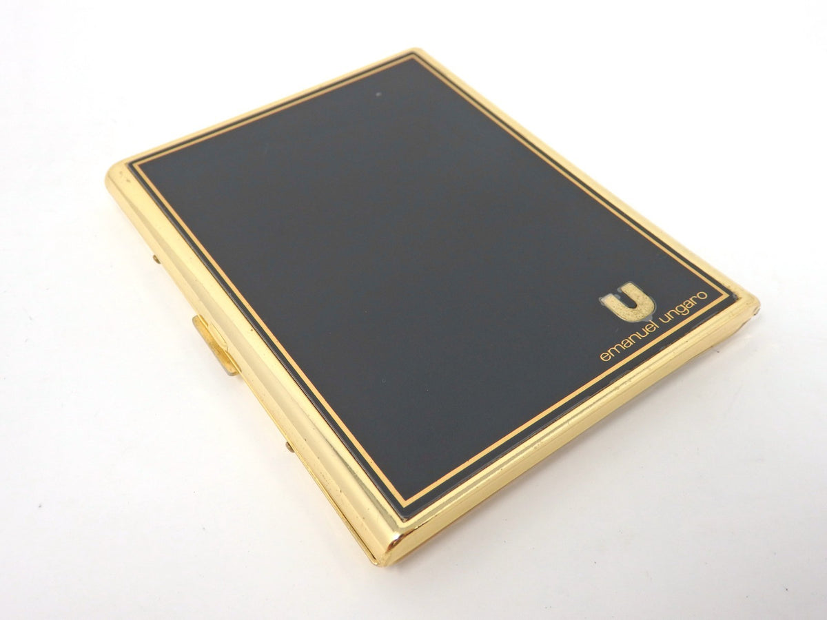 Emanuel Ungaro Cigarette Holder Card Case Metal Black Gold Classic Simple Rare