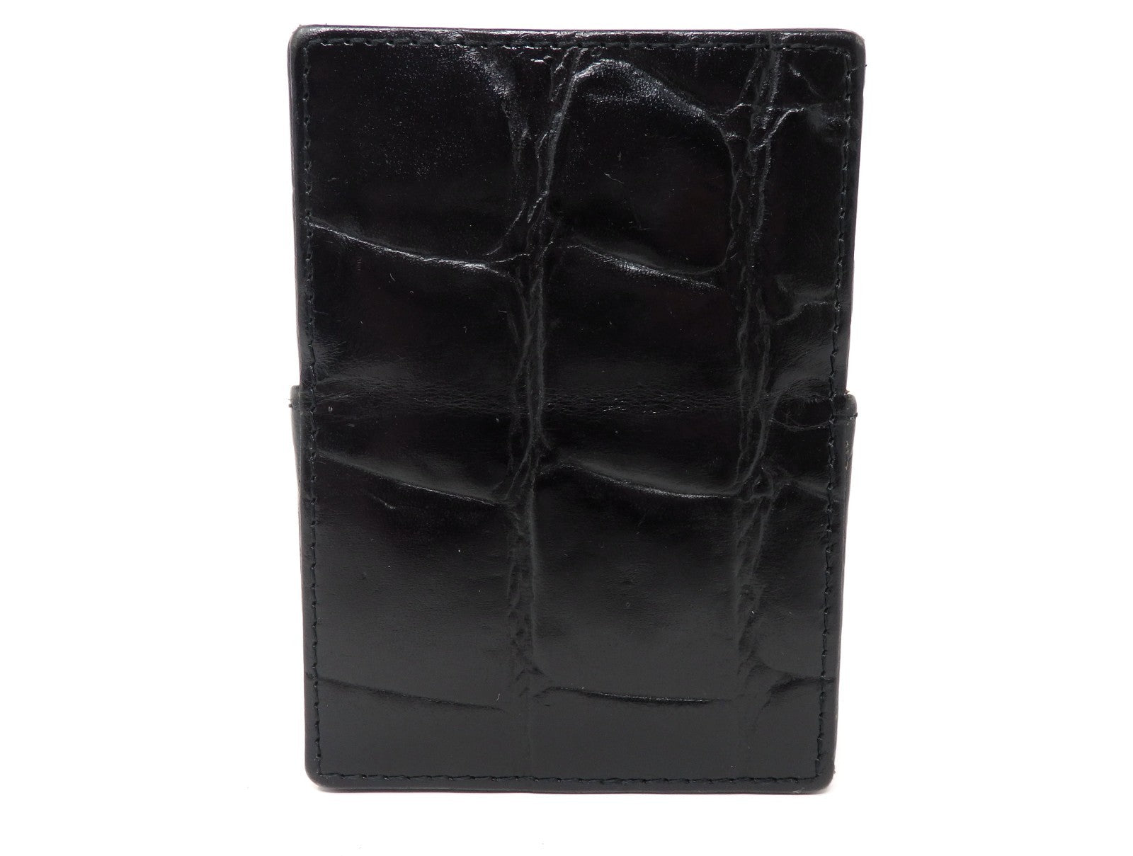 Jean Paul Gaultier Cigarette Case Black Croc Embossed Leather w/ Box Pouch RARE!