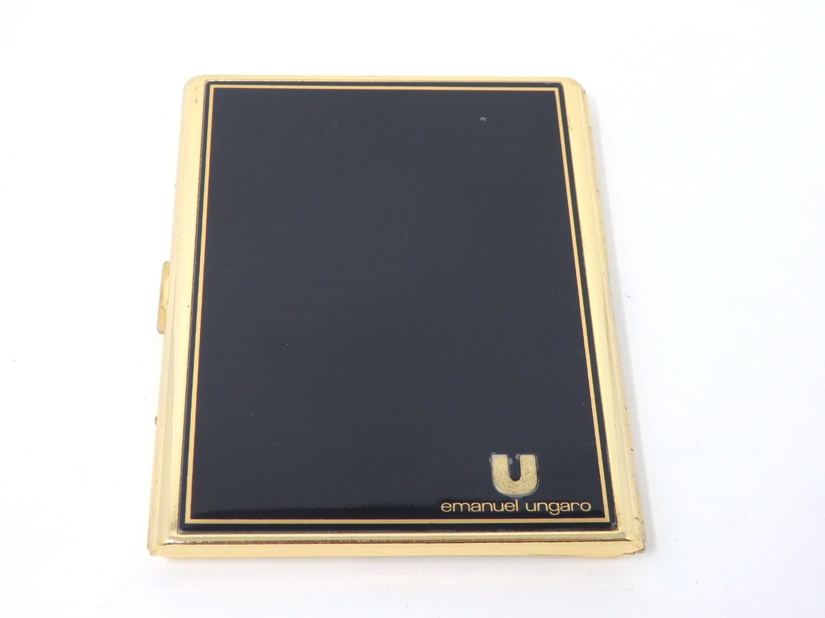 Emanuel Ungaro Cigarette Holder Card Case Metal Black Gold Classic Simple Rare