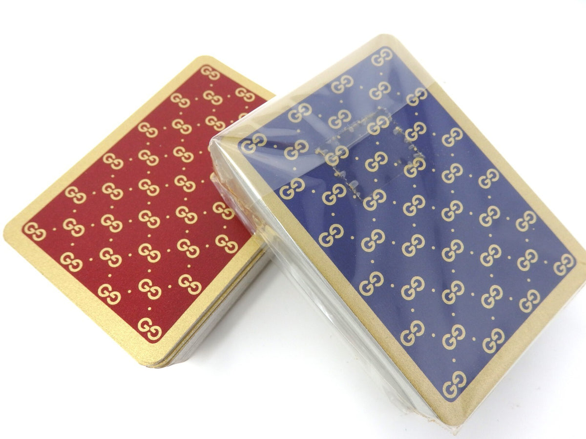 OLD GUCCI Sherry Line 2 Deck Playing Cards Game Classic Interlocking GG Blue Red