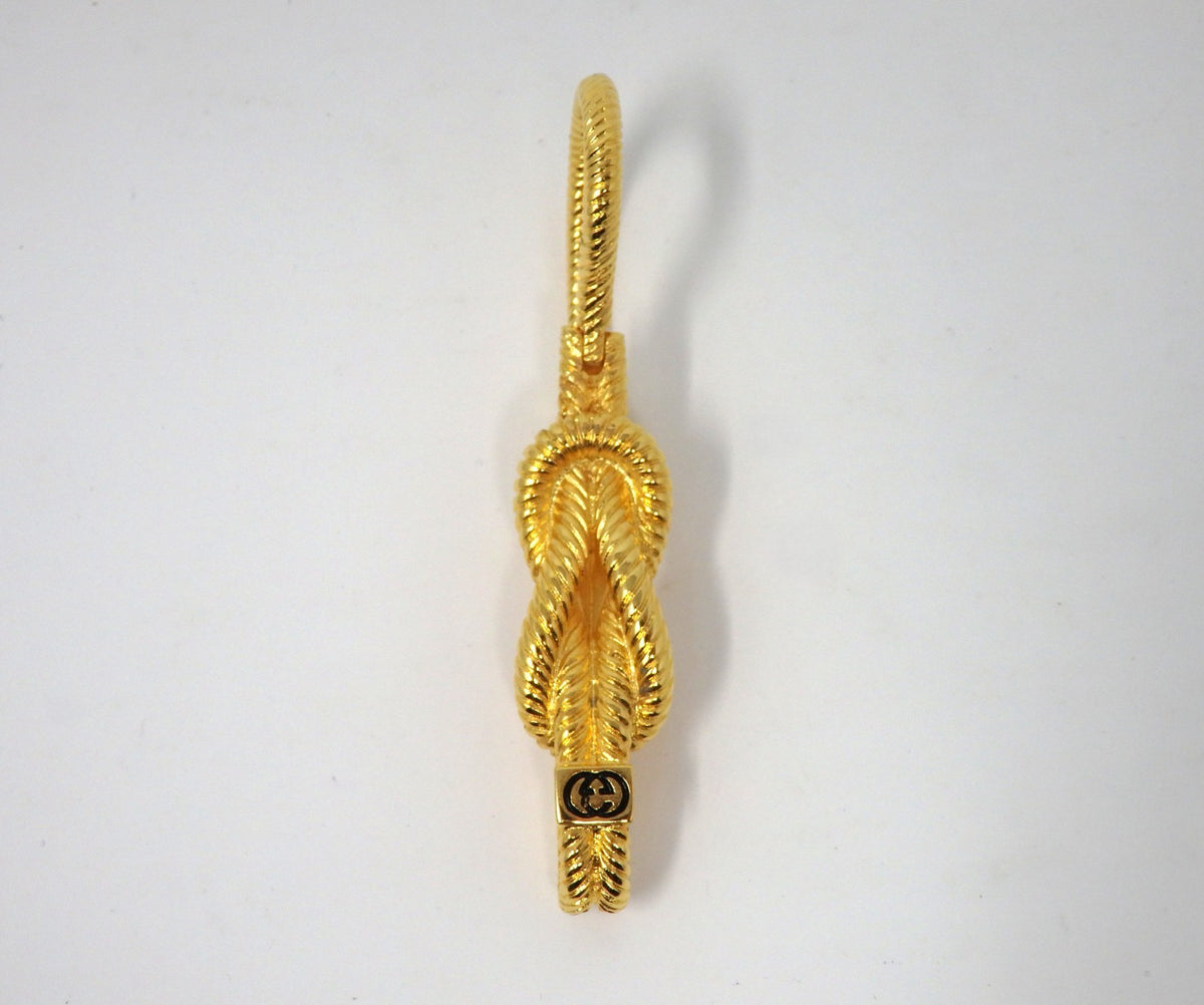 GUCCI Vintage GG Interlocking Gold Twist Motif Key Chain Holder Ring Charm Boxed