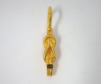 GUCCI Vintage GG Interlocking Gold Twist Motif Key Chain Holder Ring Charm Boxed