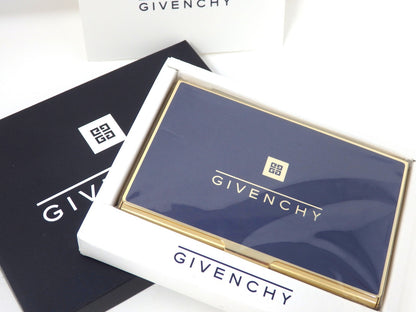 GIVENCHY Logo Card Case Holder Metal Navy × Gold with Box Unused Mint Classic
