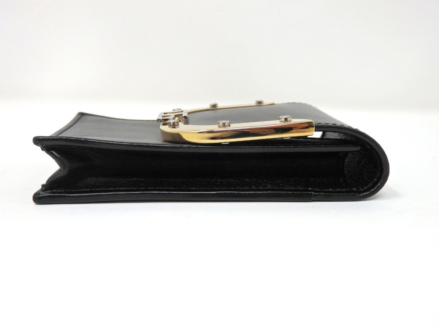 Dolce & Gabbana DG Logo Black Leather Cigarette Case Gold Tone Box Card Rare JPN