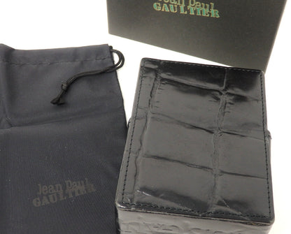 Jean Paul Gaultier Cigarette Case Black Croc Embossed Leather w/ Box Pouch RARE!