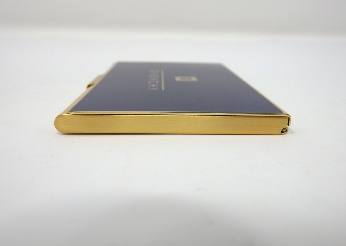 GIVENCHY Logo Card Case Holder Metal Navy × Gold with Box Unused Mint Classic