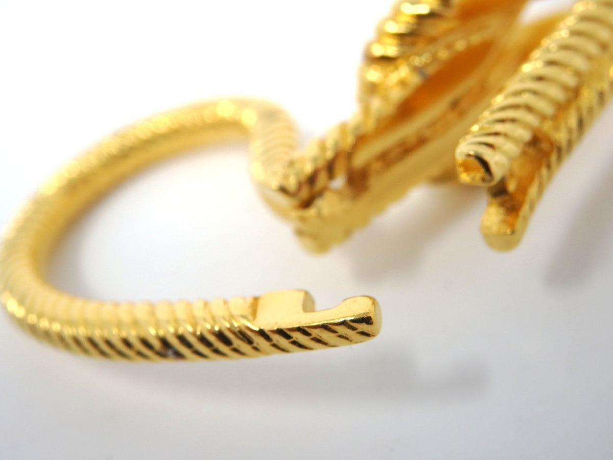 GUCCI Vintage GG Interlocking Gold Twist Motif Key Chain Holder Ring Charm Boxed