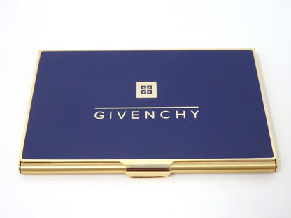 GIVENCHY Logo Card Case Holder Metal Navy × Gold with Box Unused Mint Classic