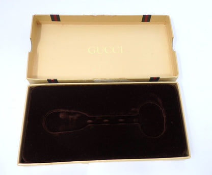 GUCCI Vintage Interlocking GG Logo Gold Keychain Key Holder Ring Charm Box Italy