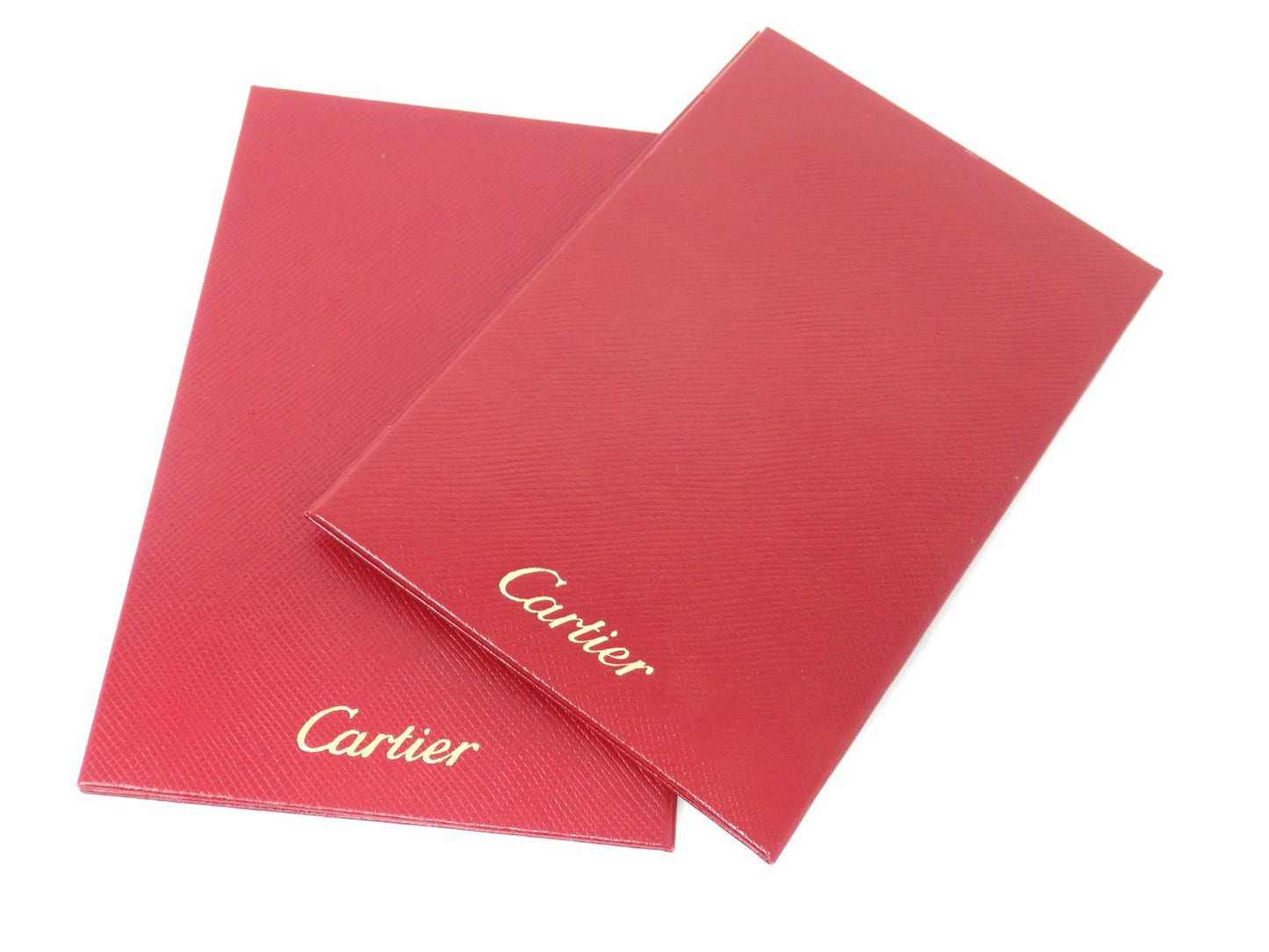 Cartier Double Wedding Band Pair Ring Presentation Box Red Empty w/ 2 Holders