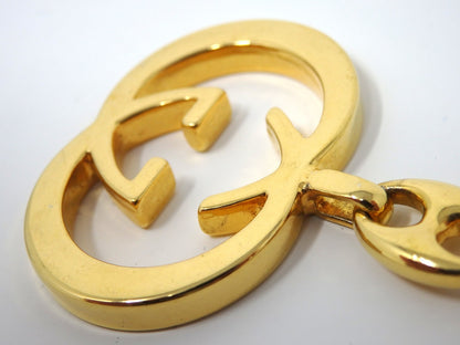 GUCCI Vintage Interlocking GG Logo Gold Keychain Key Holder Ring Charm Box Italy