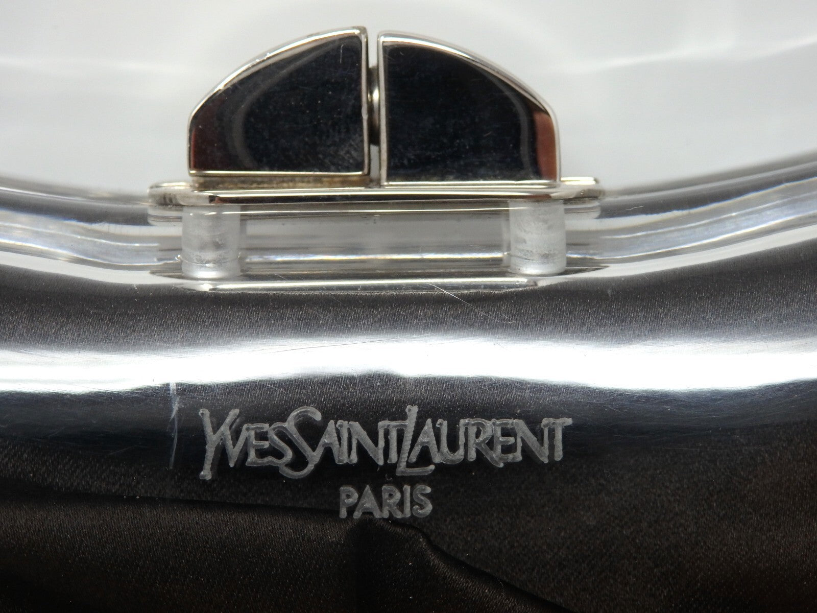 Yves Saint Laurent YSL Rive Gauche Vintage Plexiglass Clutch Bag Brown w/Tag