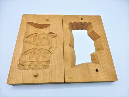 WAGASHI Kashigata Japanese Sweets Wooden Mold Bamboo Vintage Pastry Cake Rare #3
