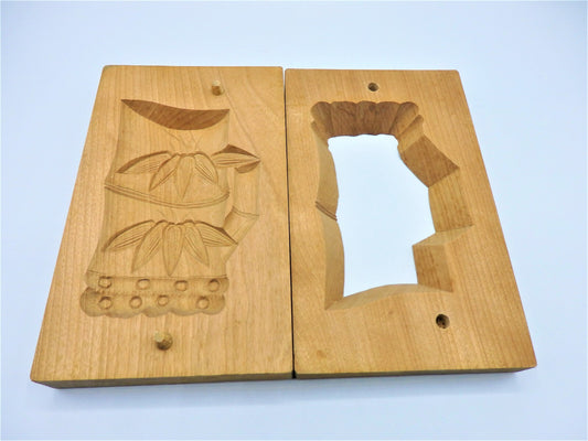 WAGASHI Kashigata Japanese Sweets Wooden Mold Bamboo Vintage Pastry Cake Rare #3