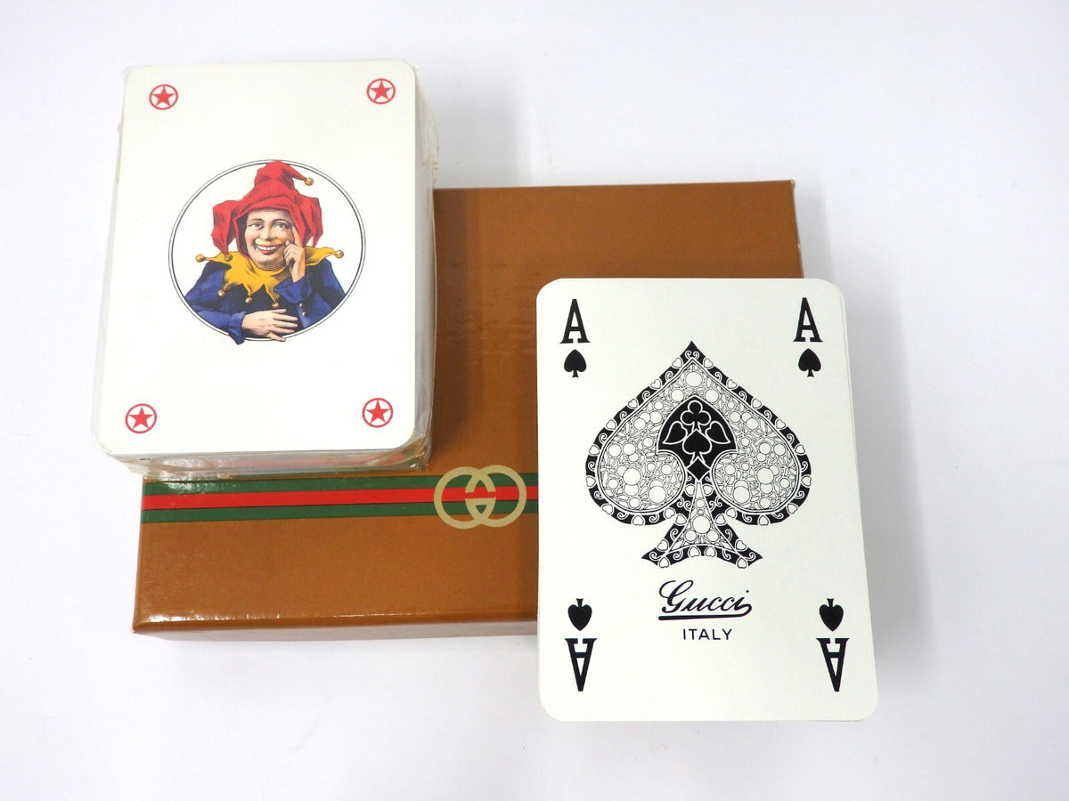 OLD GUCCI Sherry Line 2 Deck Playing Cards Game Classic Interlocking GG Blue Red