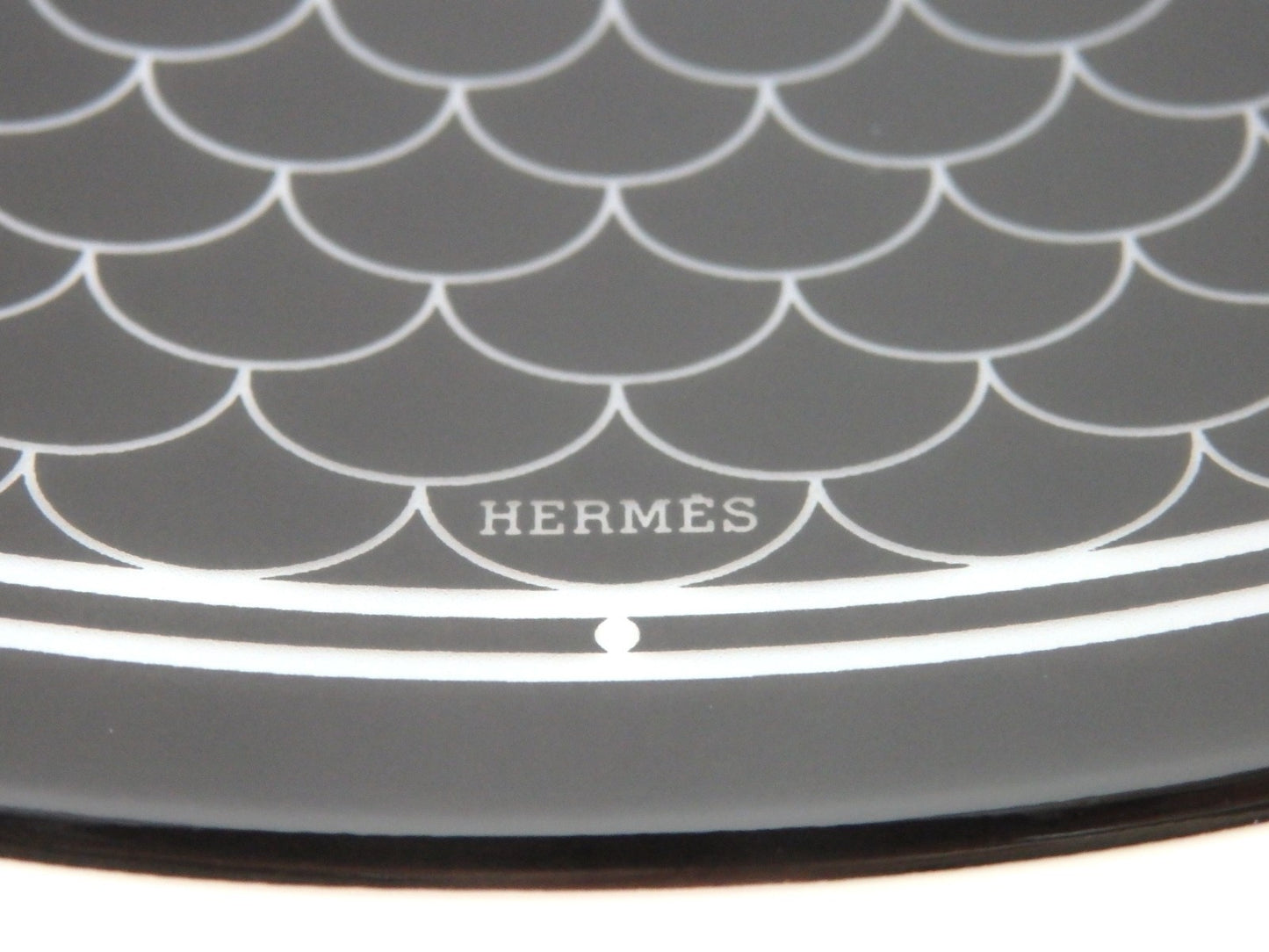 HERMES H Deco Porcelain Plate Black 21.5cm Tableware Dish w/ Box Made in France