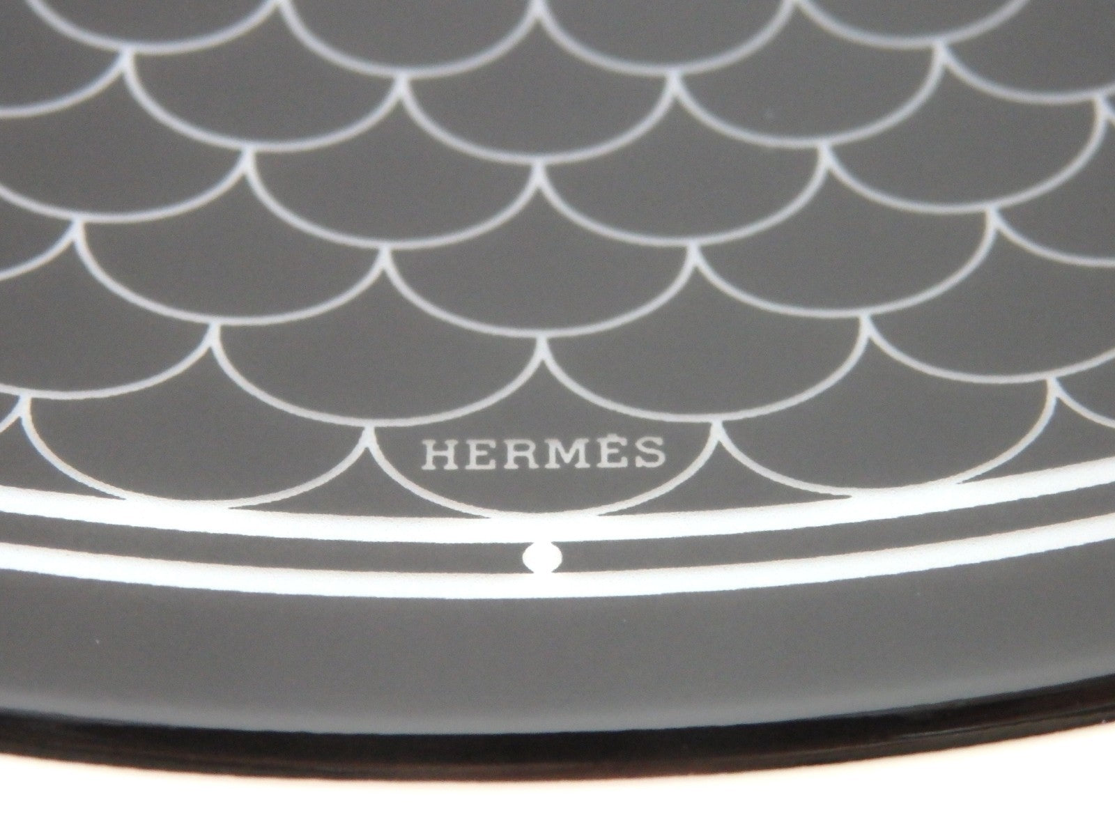 HERMES H Deco Porcelain Plate Black 21.5cm Tableware Dish w/ Box Made in France