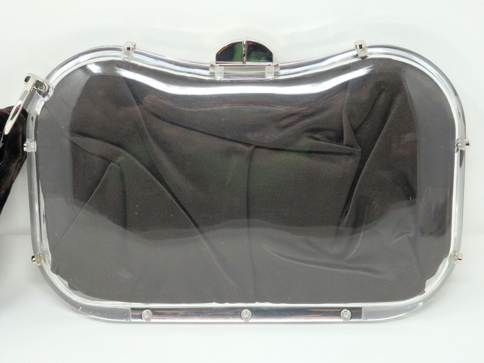 Yves Saint Laurent YSL Rive Gauche Vintage Plexiglass Clutch Bag Brown w/Tag