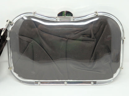Yves Saint Laurent YSL Rive Gauche Vintage Plexiglass Clutch Bag Brown w/Tag