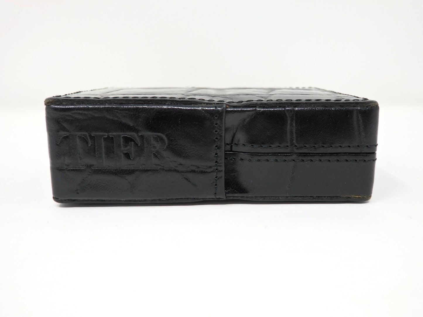 Jean Paul Gaultier Cigarette Case Black Croc Embossed Leather w/ Box Pouch RARE!