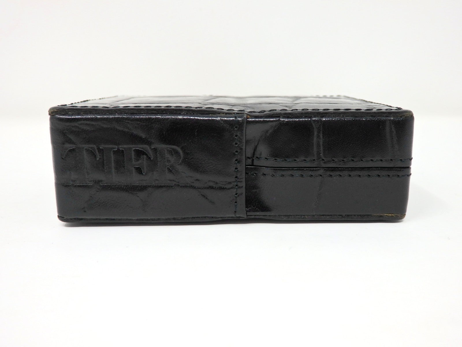 Jean Paul Gaultier Cigarette Case Black Croc Embossed Leather w/ Box Pouch RARE!