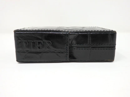 Jean Paul Gaultier Cigarette Case Black Croc Embossed Leather w/ Box Pouch RARE!