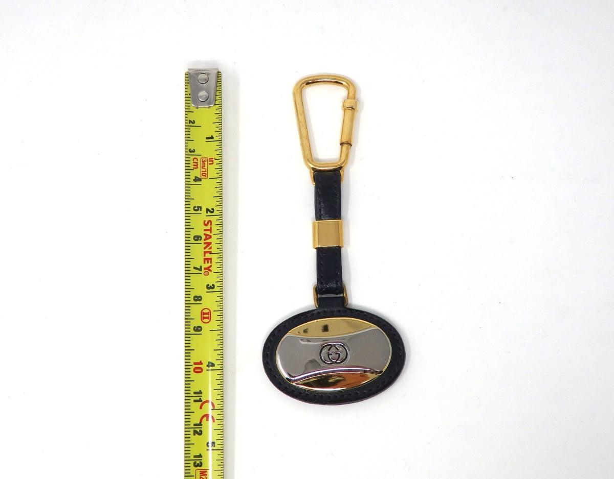 GUCCI Vintage G Logo Interlocking Silver Gold Key Chain Holder Ring Charm Box BK