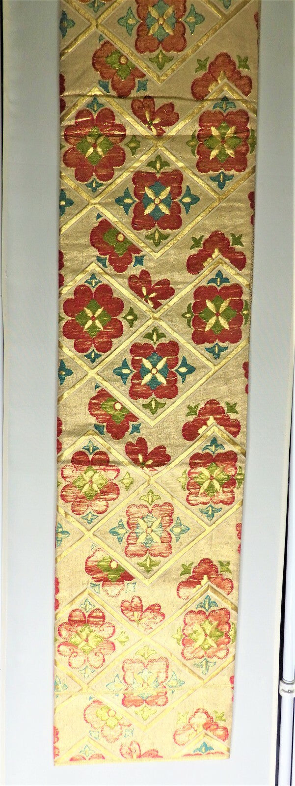 FUKURO OBI SILK Champagne Gold Flower design KIMONO Vintage Antique Japan beauty