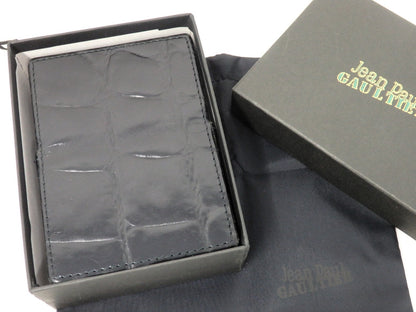 Jean Paul Gaultier Cigarette Case Black Croc Embossed Leather w/ Box Pouch RARE!
