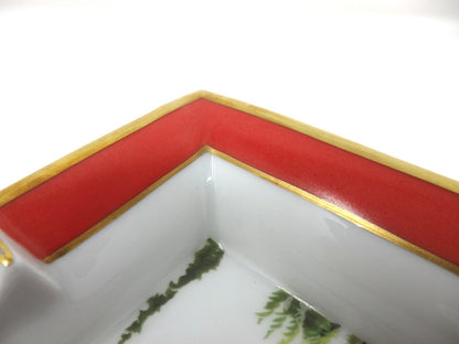 HERMES Ashtray Porcelain Exotic Bird Motif Interior Tableware Plate Gift Boxed