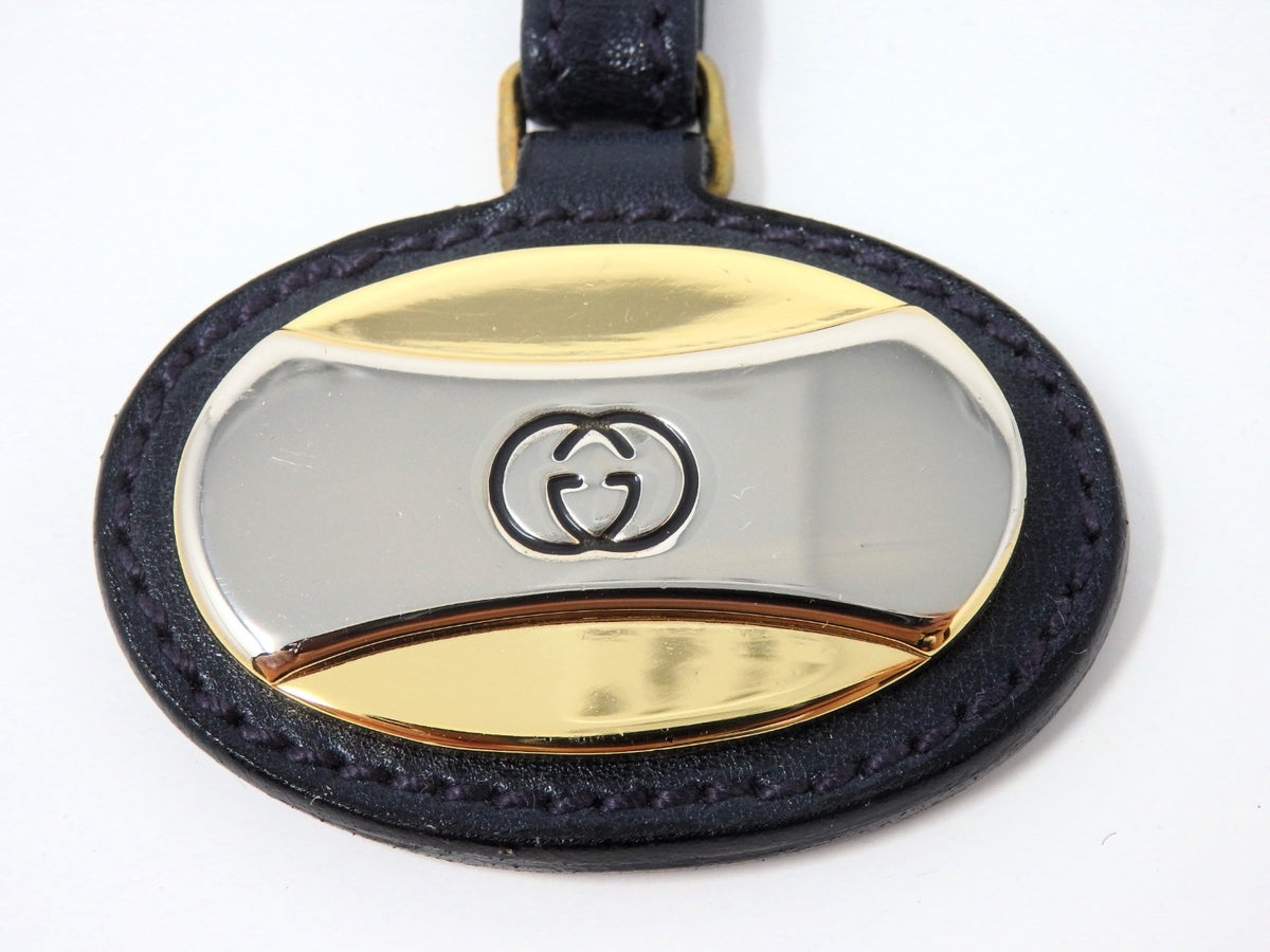 GUCCI Vintage G Logo Interlocking Silver Gold Key Chain Holder Ring Charm Box BK