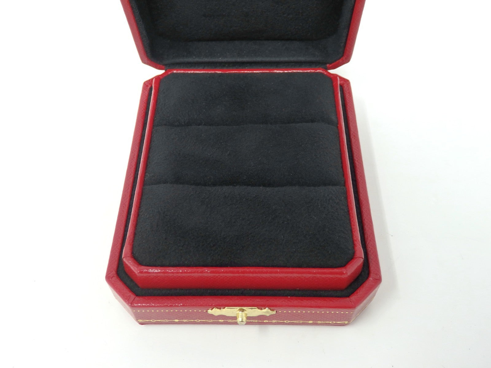 Cartier Double Wedding Band Pair Ring Presentation Box Red Empty w/ 2 Holders