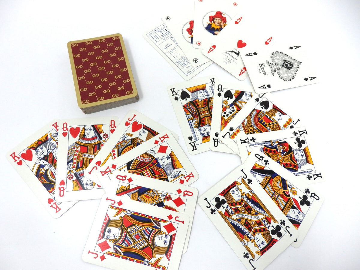 OLD GUCCI Sherry Line 2 Deck Playing Cards Game Classic Interlocking GG Blue Red