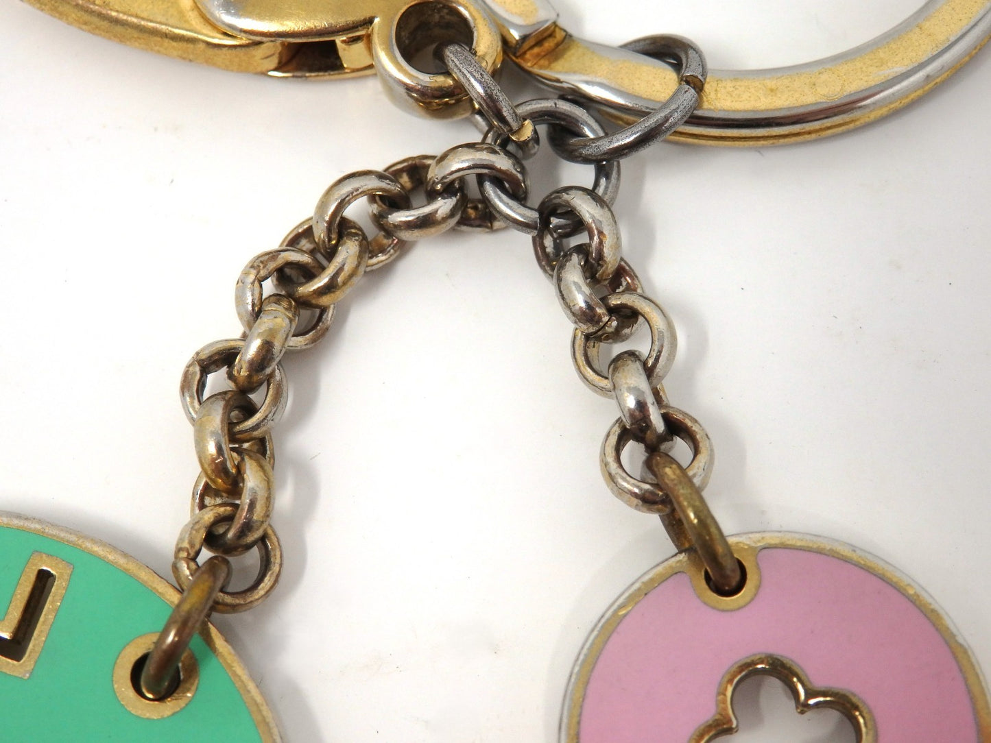 LOUIS VUITTON Porte Cles Looping Flower Bag Charm Key Ring Chain Pink Green Box