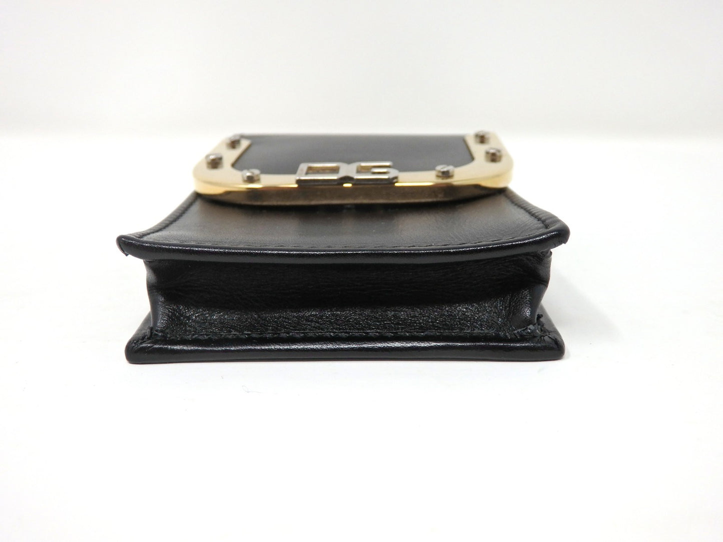 Dolce & Gabbana DG Logo Black Leather Cigarette Case Gold Tone Box Card Rare JPN