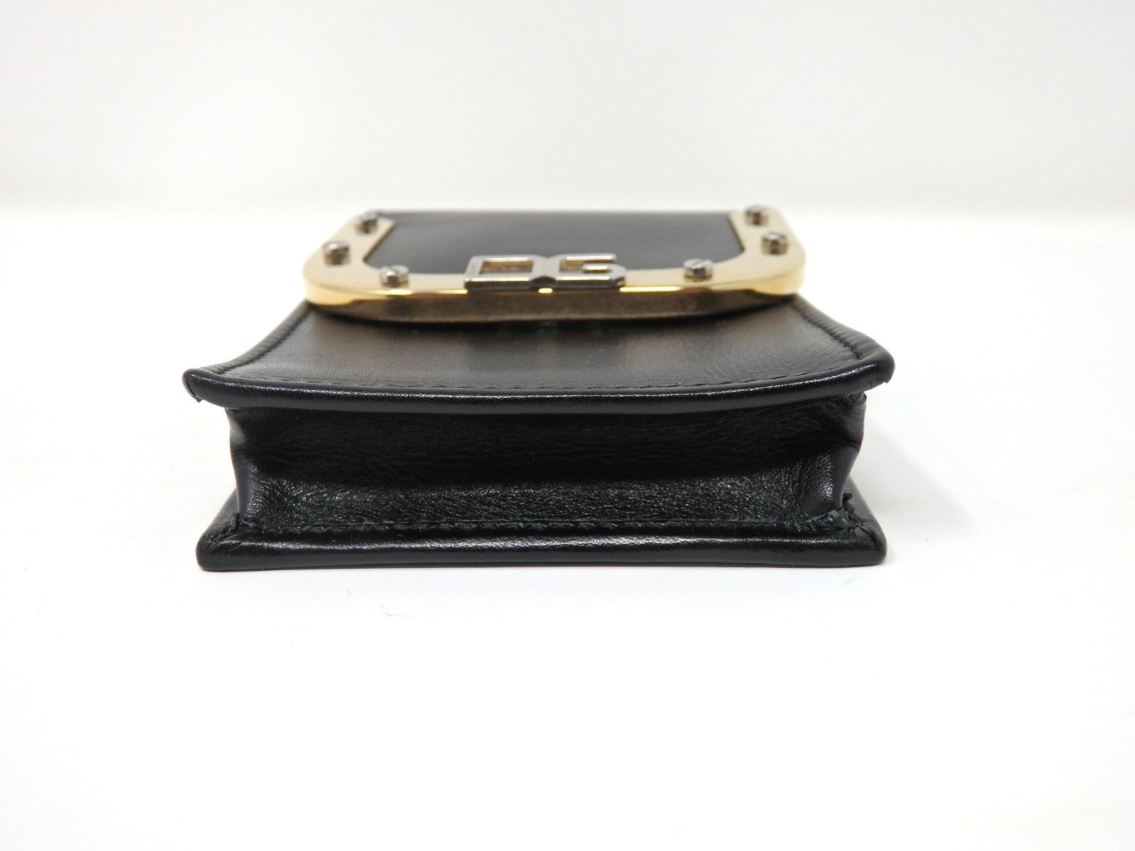 Dolce & Gabbana DG Logo Black Leather Cigarette Case Gold Tone Box Card Rare JPN