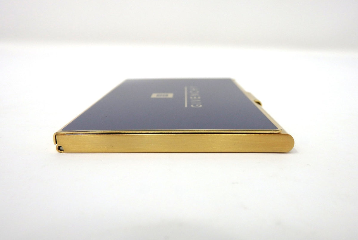 GIVENCHY Logo Card Case Holder Metal Navy × Gold with Box Unused Mint Classic