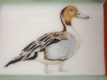 HERMES Mini Ashtray Set 4 Plate Change Tray Bird Pattern Porcelain Interior Box