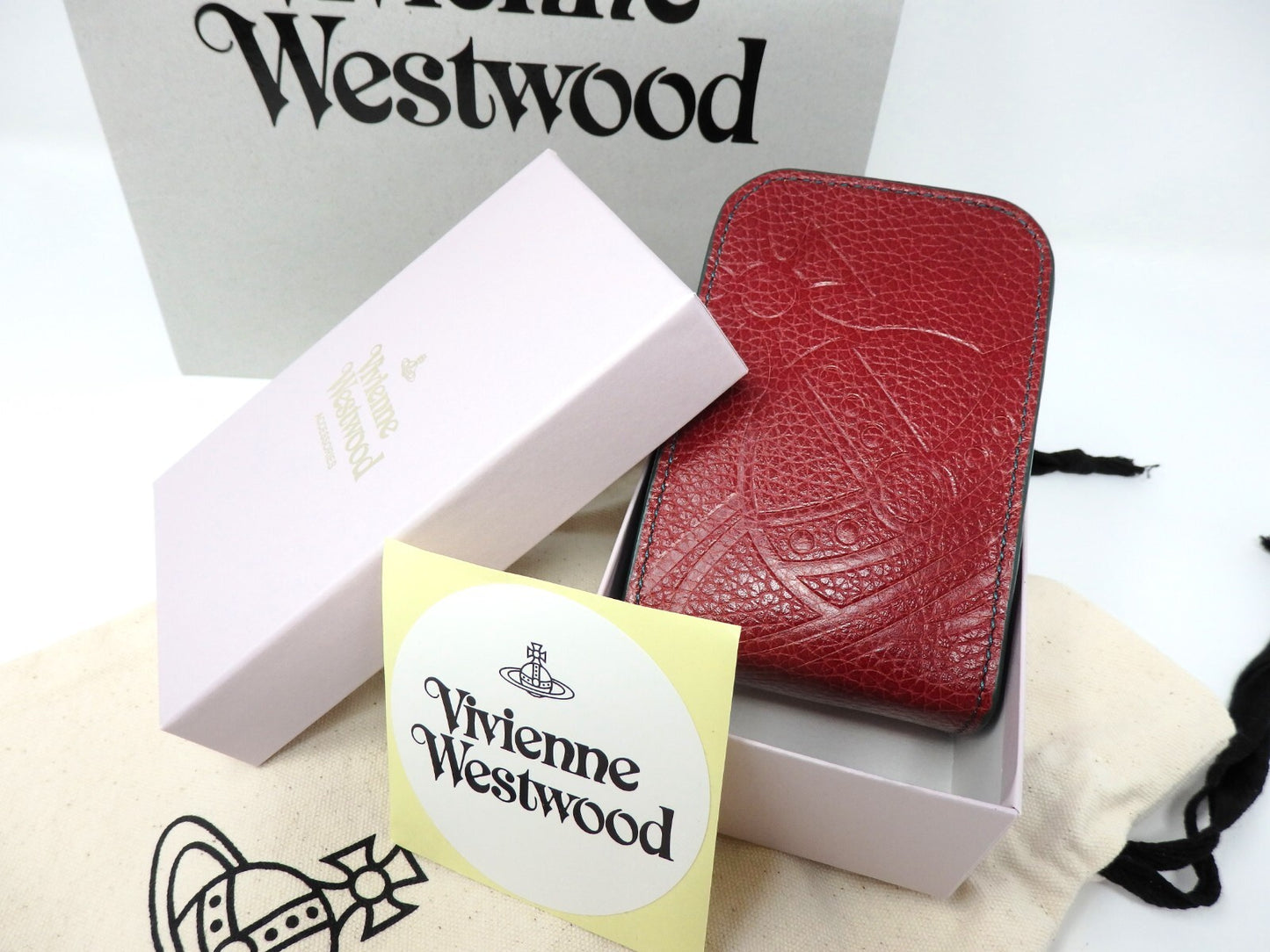 Vivienne Westwood Cigarette Case RED Leather Orb Accessories Unused Perfect Set