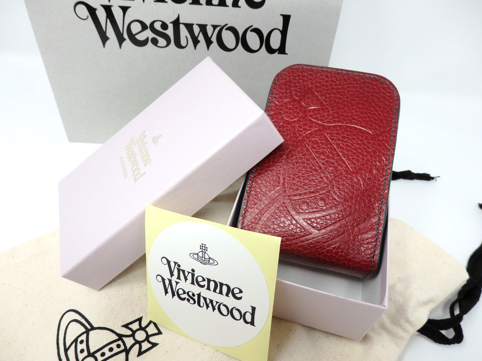 Vivienne Westwood Cigarette Case RED Leather Orb Accessories Unused Perfect Set