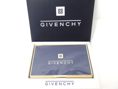 GIVENCHY Logo Card Case Holder Metal Navy × Gold with Box Unused Mint Classic