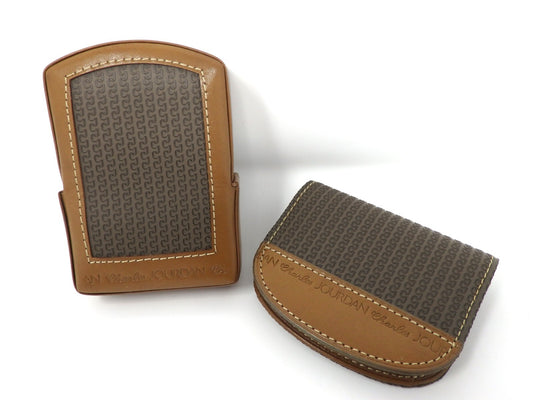 Set of 2 Vintage CHARLES JOURDAN Actif Paris Leather Cigarette & Coin Case MINT