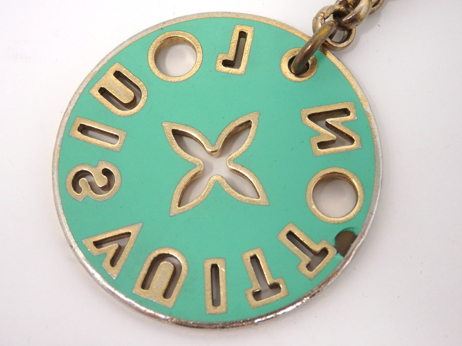 LOUIS VUITTON Porte Cles Looping Flower Bag Charm Key Ring Chain Pink Green Box