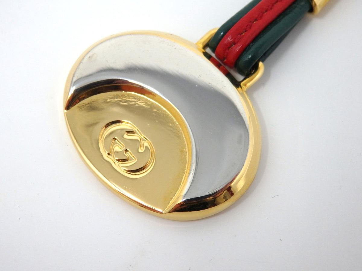 GUCCI Vintage Sherry Line Interlocking G Logo Keychain Holder Ring Charm Boxed