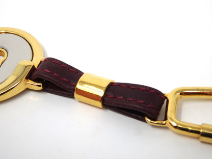 GUCCI Vintage GG Logo Interlocking Silver Gold Key Chain Holder Ring Charm Boxed