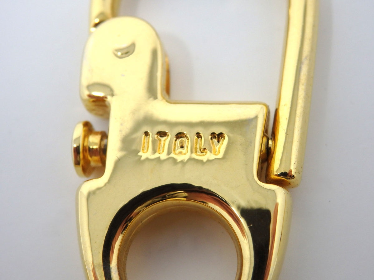 GUCCI Vintage Interlocking GG Logo Gold Keychain Key Holder Ring Charm Box Italy